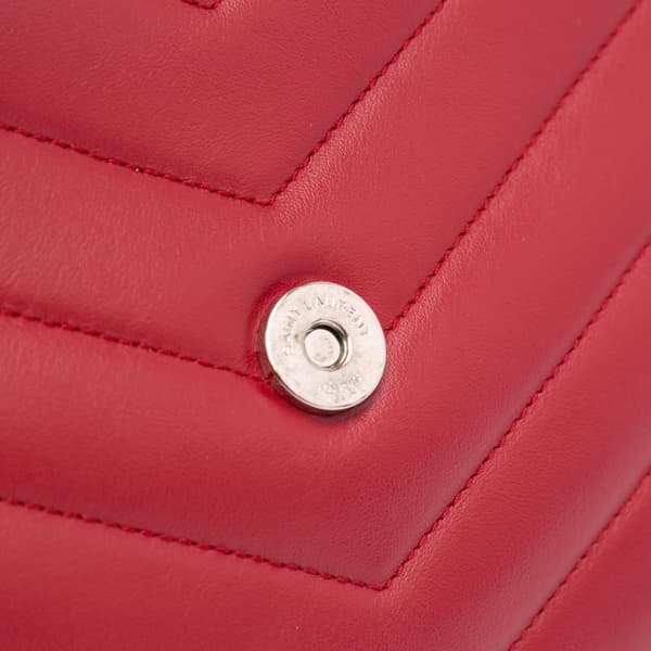 Pre-owned Saint Laurent Medium Leather Monogram Matelasse LouLou Bag Red