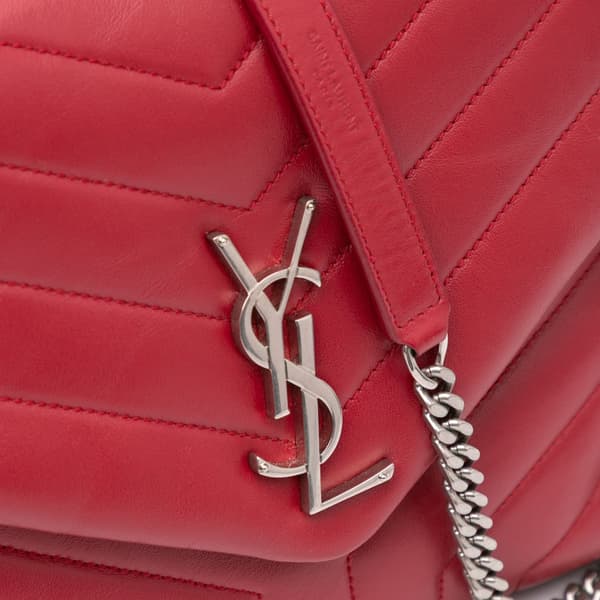 Pre-owned Saint Laurent Medium Leather Monogram Matelasse LouLou Bag Red
