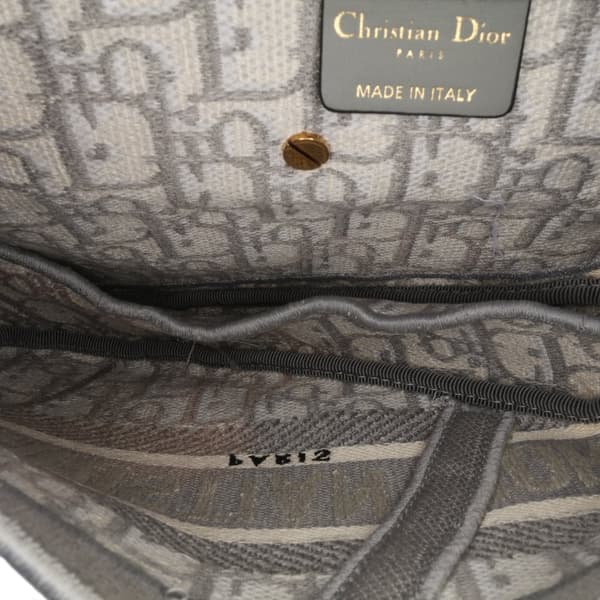 Pre-owned Dior Oblique Embroidered Canvas Saddle Bag Gray