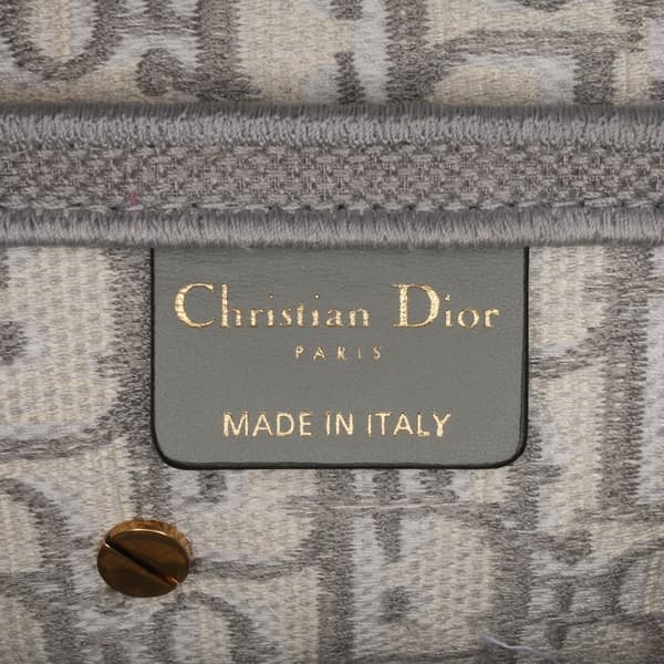 Pre-owned Dior Oblique Embroidered Canvas Saddle Bag Gray