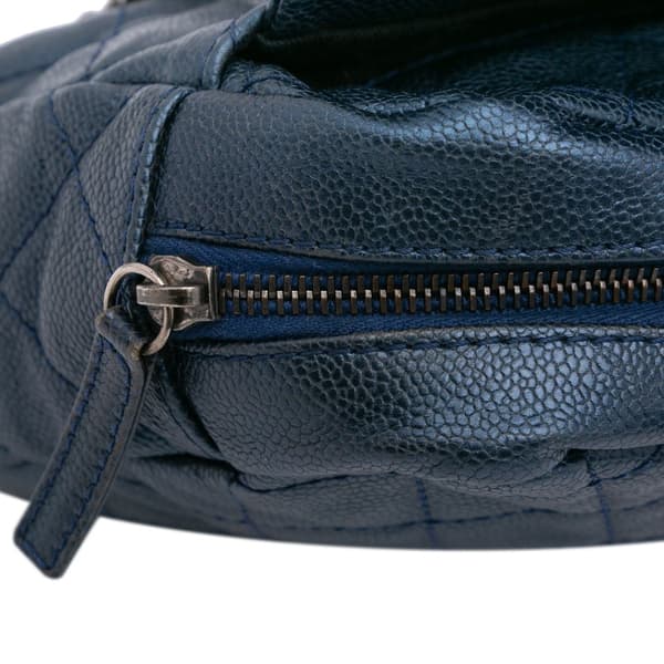 Pre-owned Chanel Jumbo Quilted Caviar Easy Flap Blue