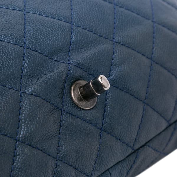 Pre-owned Chanel Jumbo Quilted Caviar Easy Flap Blue