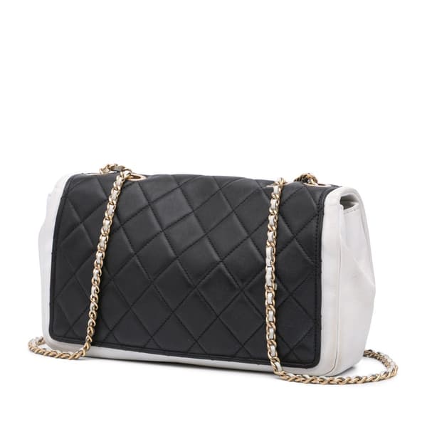 Pre-owned Chanel Medium Bicolor Calfskin Graphic Flap Black