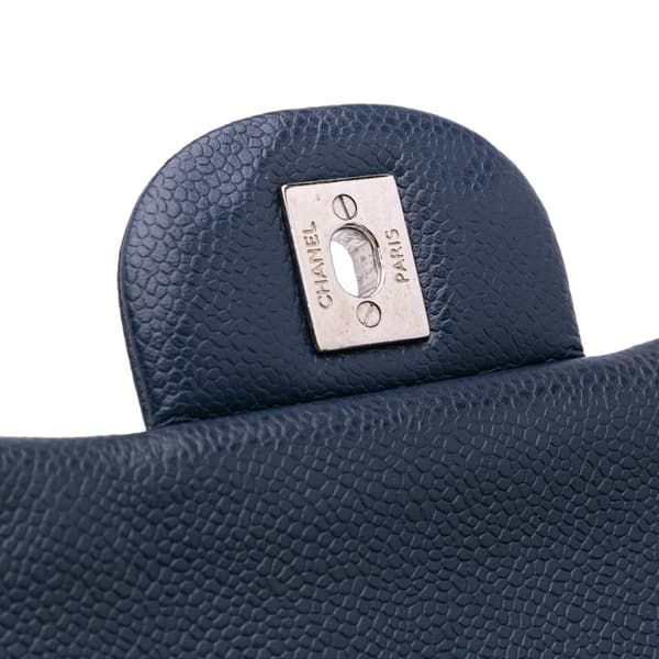 Pre-owned Chanel Jumbo Classic Caviar Double Flap Blue
