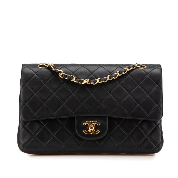 Pre-owned Chanel Medium Classic Lambskin Double Flap Black