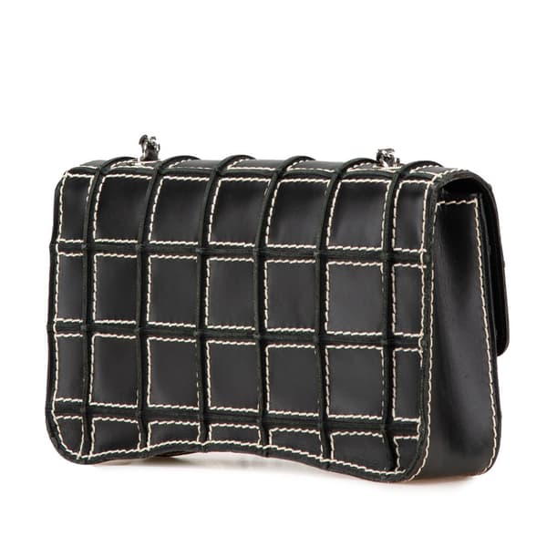 Pre-owned Chanel Lambskin Contrast Square Stitch Flap Black