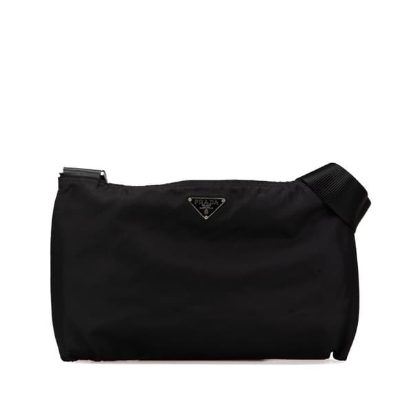 Pre-owned Prada Tessuto Zip Top Shoulder Bag Black