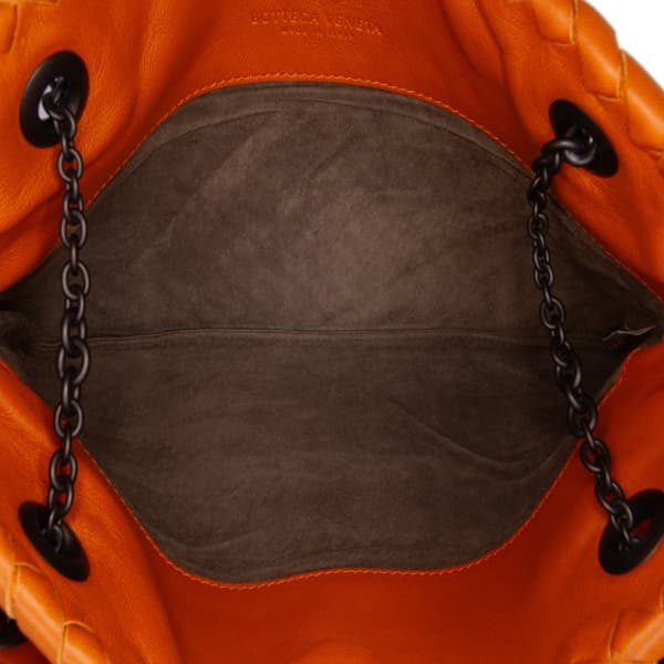 Pre-owned Bottega Veneta Nappa Intrecciato Duo Shoulder Bag Orange