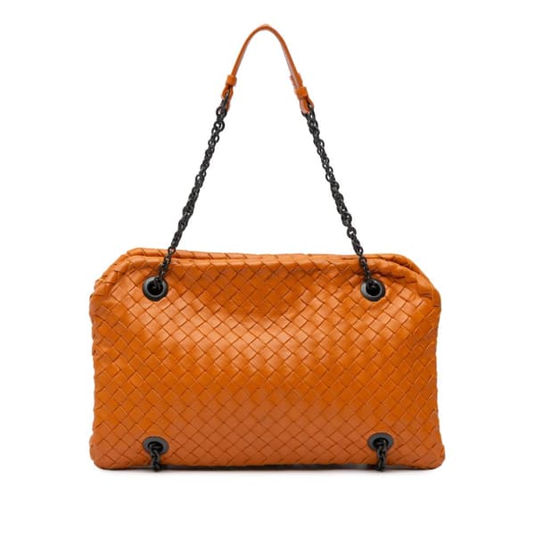 Pre-owned Bottega Veneta Nappa Intrecciato Duo Shoulder Bag Orange