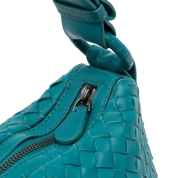 Pre-owned Bottega Veneta Nappa Intrecciato Shoulder Bag Blue