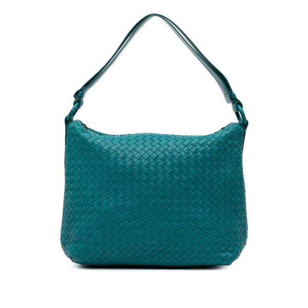 Pre-owned Bottega Veneta Nappa Intrecciato Shoulder Bag Blue