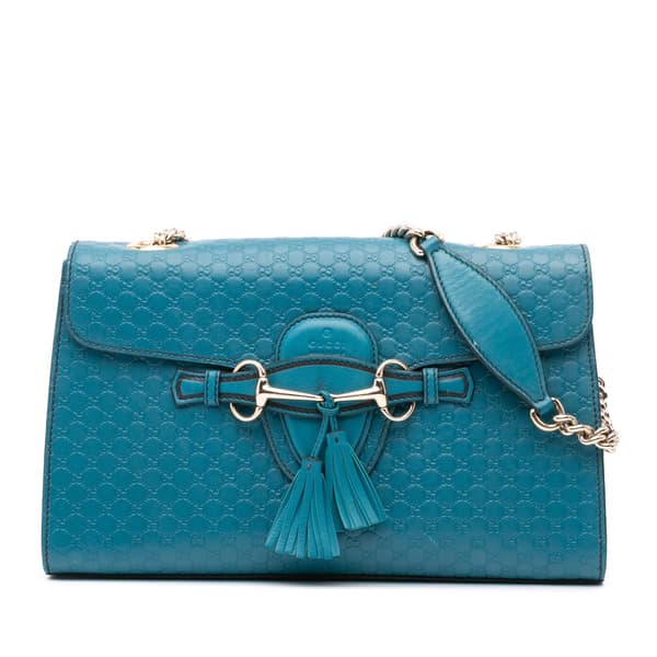 Pre-owned Gucci Medium Microguccissima Emily Shoulder Bag Blue