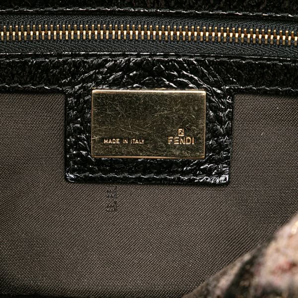 Pre-owned Fendi Zucca Wool Sequined Double Flap Shoulder Bag Pink