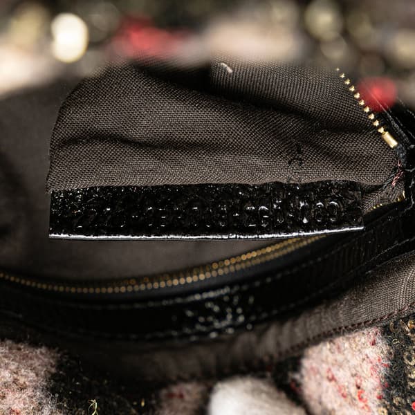 Pre-owned Fendi Zucca Wool Sequined Double Flap Shoulder Bag Pink