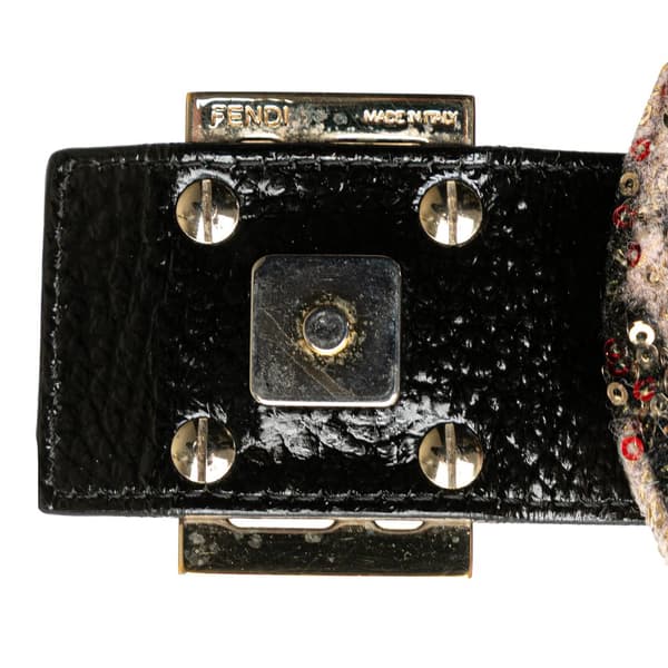 Pre-owned Fendi Zucca Wool Sequined Double Flap Shoulder Bag Pink
