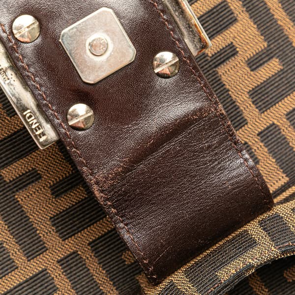 Pre-owned Fendi Zucca Canvas Shoulder Bag Brown