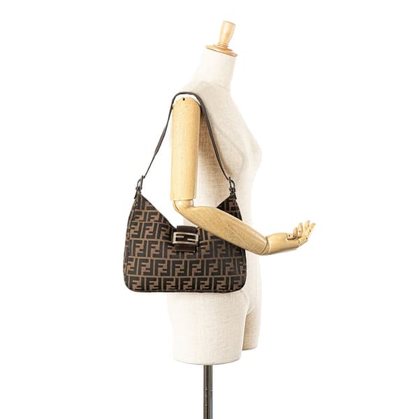 Pre-owned Fendi Zucca Canvas Shoulder Bag Brown