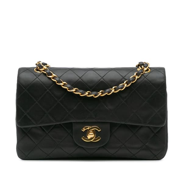 Pre-owned Chanel Small Classic Lambskin Double Flap Black