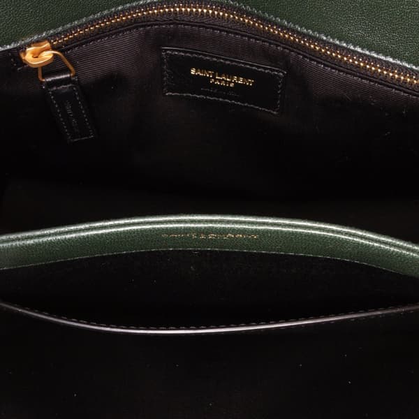 Pre-owned Saint Laurent Small Quilted Lambskin Becky Chain Shoulder Bag Green