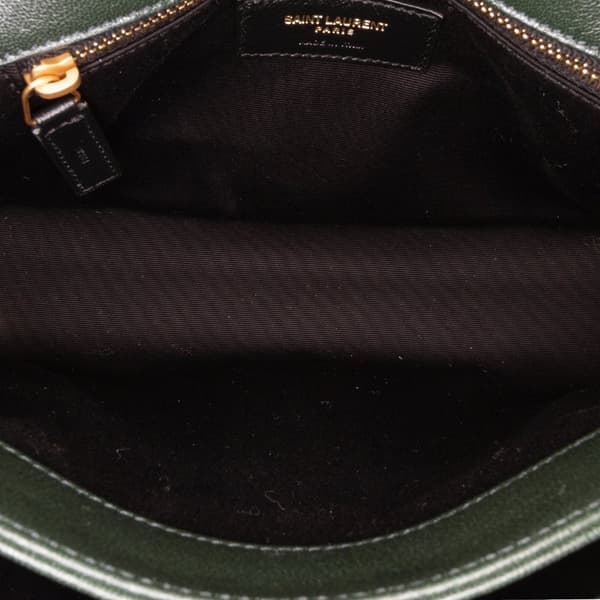 Pre-owned Saint Laurent Small Quilted Lambskin Becky Chain Shoulder Bag Green