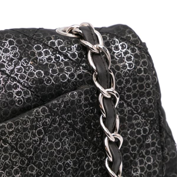 Pre-owned Chanel Maxi Hidden Sequins Mesh Flap Black