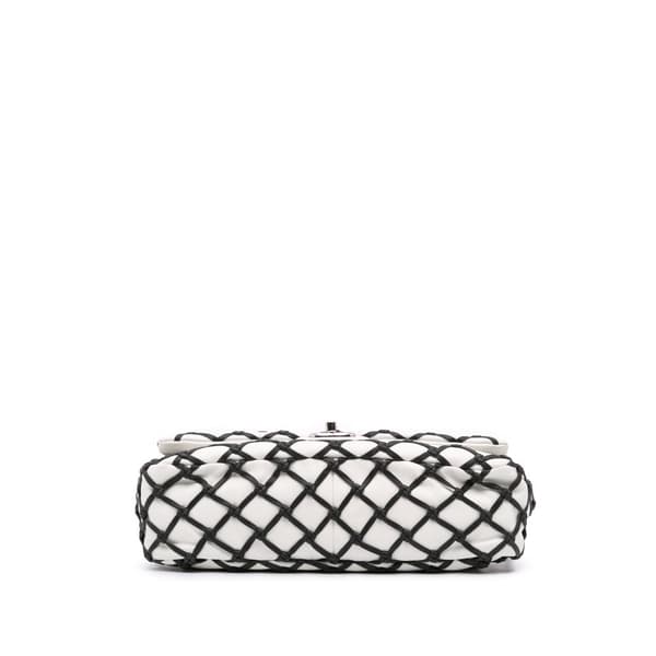 Pre-owned Chanel Jumbo Calfskin Canebiers Net Flap White