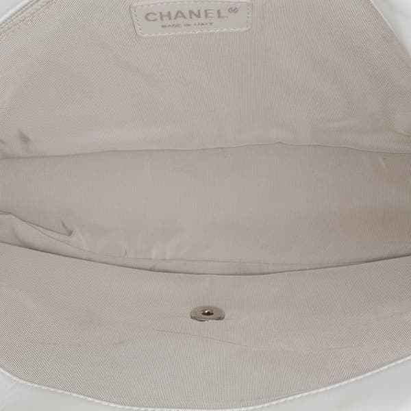 Pre-owned Chanel Jumbo Calfskin Canebiers Net Flap White