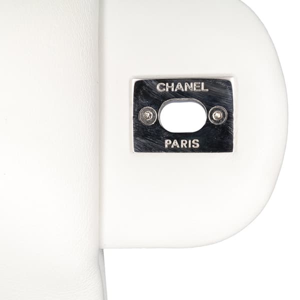 Pre-owned Chanel Jumbo Calfskin Canebiers Net Flap White