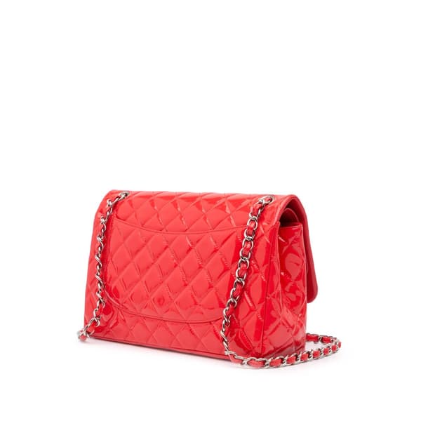 Pre-owned Chanel Jumbo Classic Patent Double Flap Red