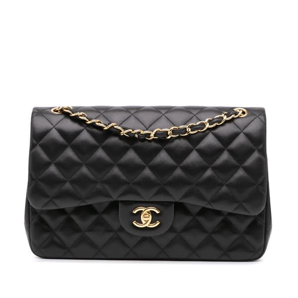 Pre-owned Chanel Jumbo Classic Lambskin Double Flap Black