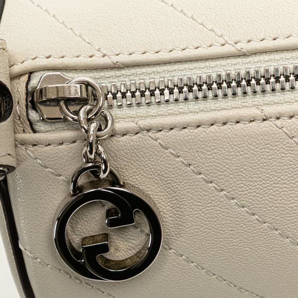 Pre-owned Gucci Mini Leather Blondie Shoulder Bag White