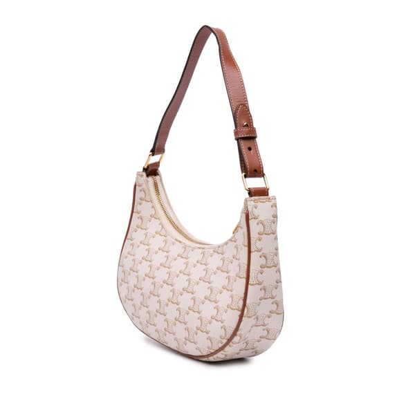 Pre-owned Celine Triomphe Coated Canvas Ava Shoulder Bag Brown