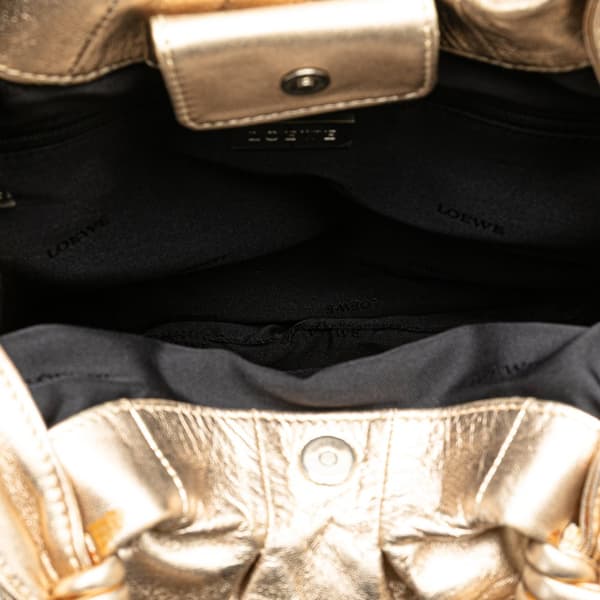 Pre-owned LOEWE Nappa Flamenco Knot Shoulder Bag Gold