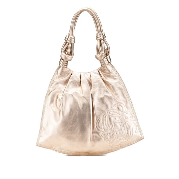 Pre-owned LOEWE Nappa Flamenco Knot Shoulder Bag Gold