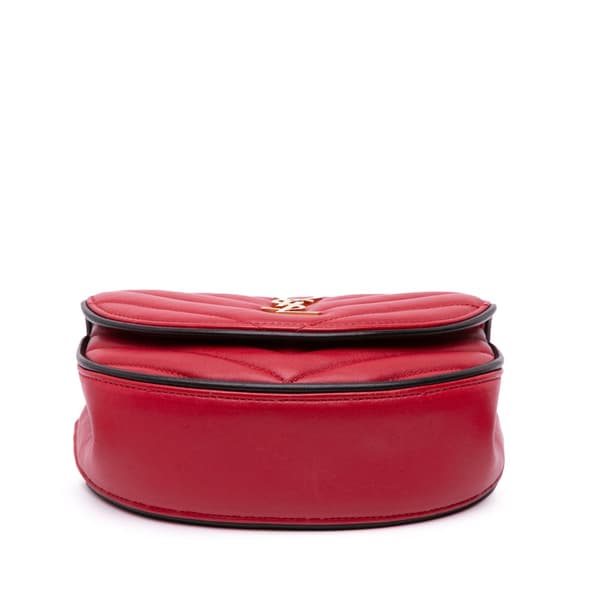 Pre-owned Saint Laurent Small Leather Monogram Bubble Chain Shoulder Bag Red