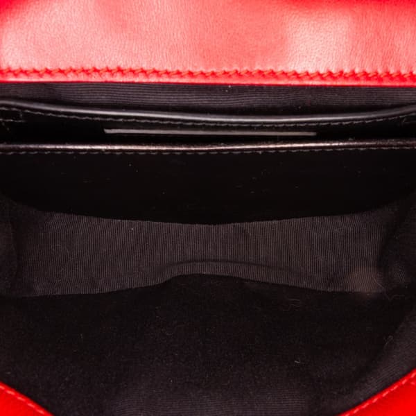Pre-owned Saint Laurent Small Leather Monogram Bubble Chain Shoulder Bag Red