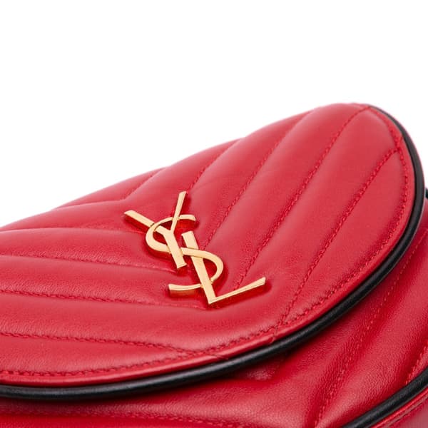 Pre-owned Saint Laurent Small Leather Monogram Bubble Chain Shoulder Bag Red
