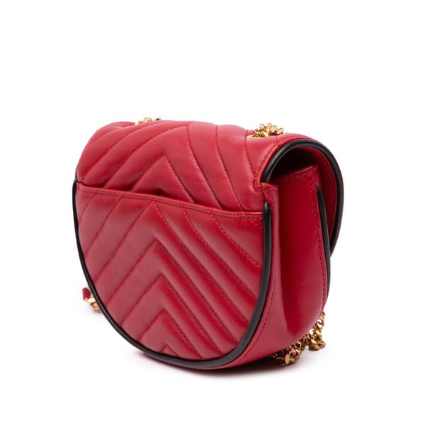 Pre-owned Saint Laurent Small Leather Monogram Bubble Chain Shoulder Bag Red