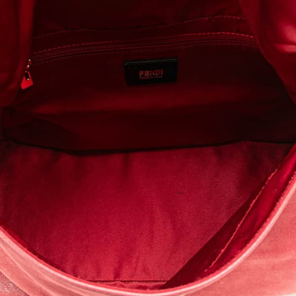 Pre-owned Fendi Shimmer Leather Mamma Forever Shoulder Bag Red