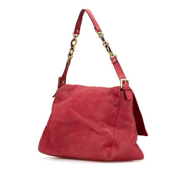 Pre-owned Fendi Shimmer Leather Mamma Forever Shoulder Bag Red
