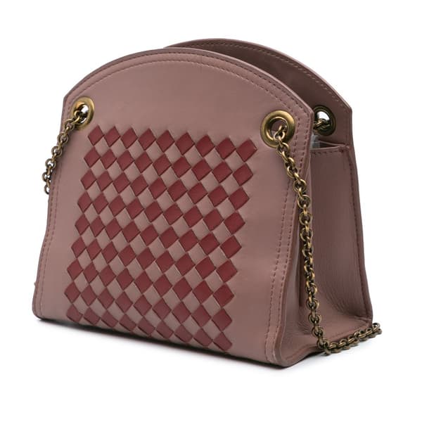 Pre-owned Bottega Veneta Nappa Intrecciato Chain Wallet Pink