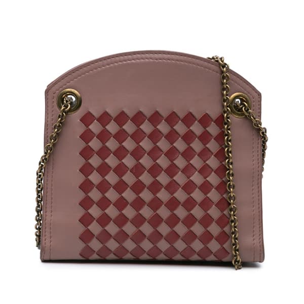 Pre-owned Bottega Veneta Nappa Intrecciato Chain Wallet Pink
