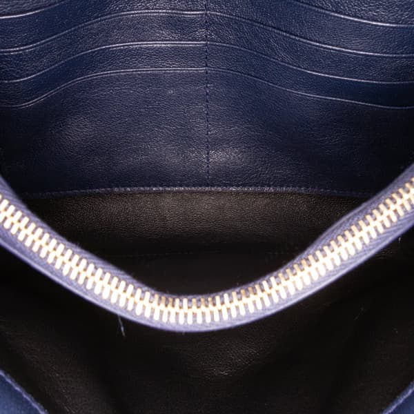 Pre-owned Saint Laurent Quilted Diamond Lambskin Becky Wallet on Chain Blue