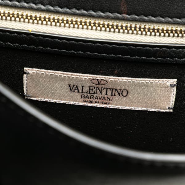 Pre-owned Valentino Small Kimono 1997 Print Glam Lock Shoulder Bag Black