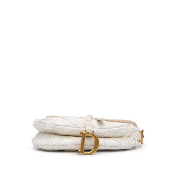 Pre-owned Dior Embroidered Canvas Camouflage Saddle Bag White