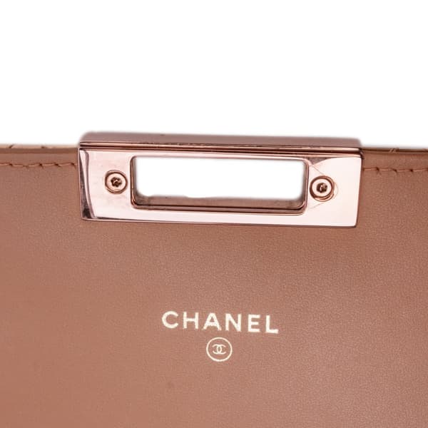 Pre-owned Chanel Quilted Metallic Patent Golden Class Wallet on Chain Gold
