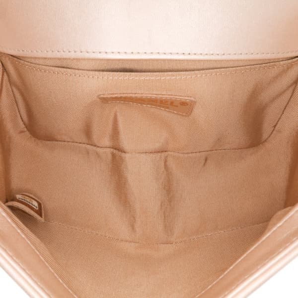 Pre-owned Chanel Small Metallic Calfskin Braided Boy Flap Brown