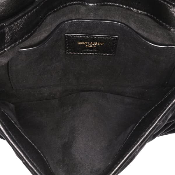 Pre-owned Saint Laurent Quilted Satin Le 57 Shoulder Bag Black