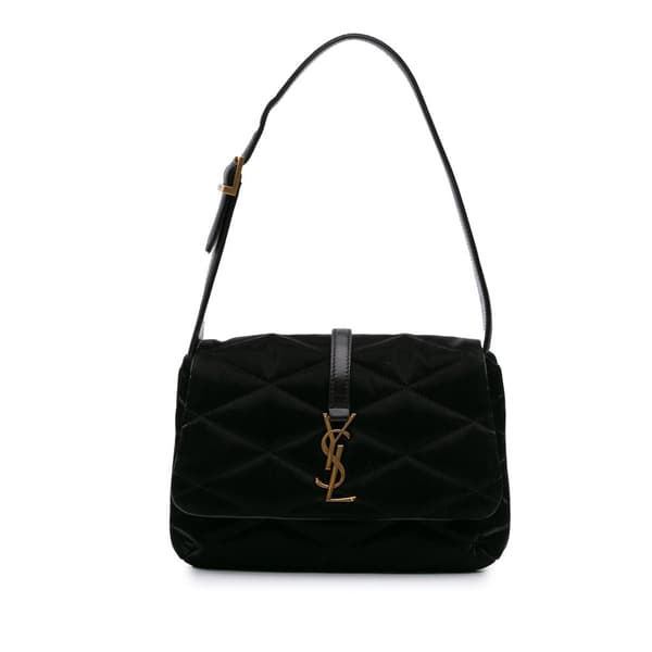 Pre-owned Saint Laurent Quilted Satin Le 57 Shoulder Bag Black