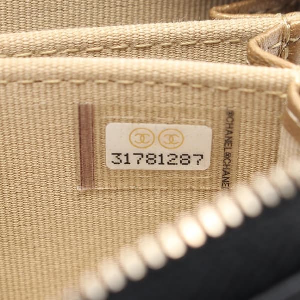 Pre-owned Chanel Mini Lambskin Pearl Crush Card Holder On Chain Black